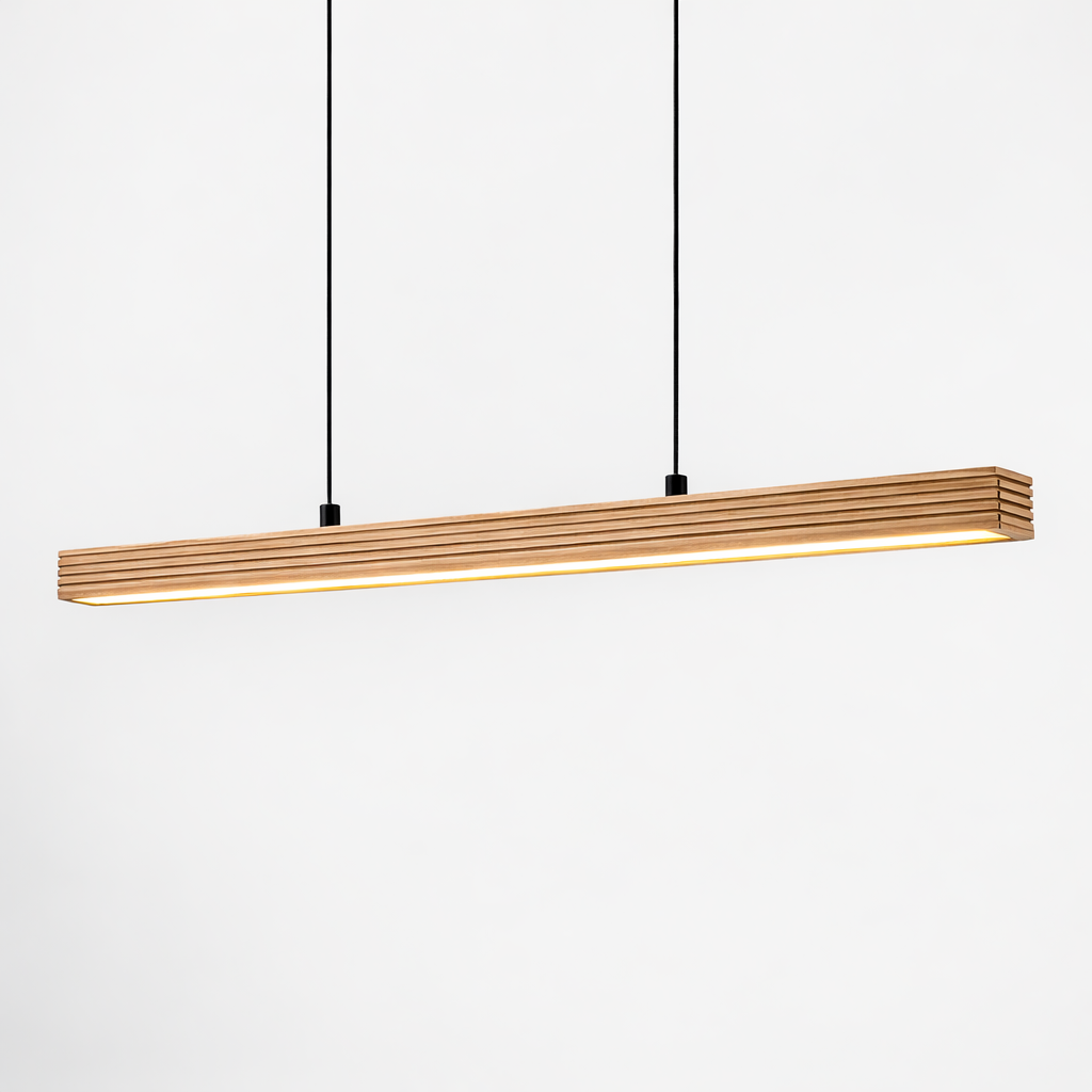 Linear Pendant Lamp With Oak Accent