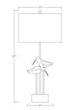 Seagull 31" Resin Table Lamp, Hand Painted Black