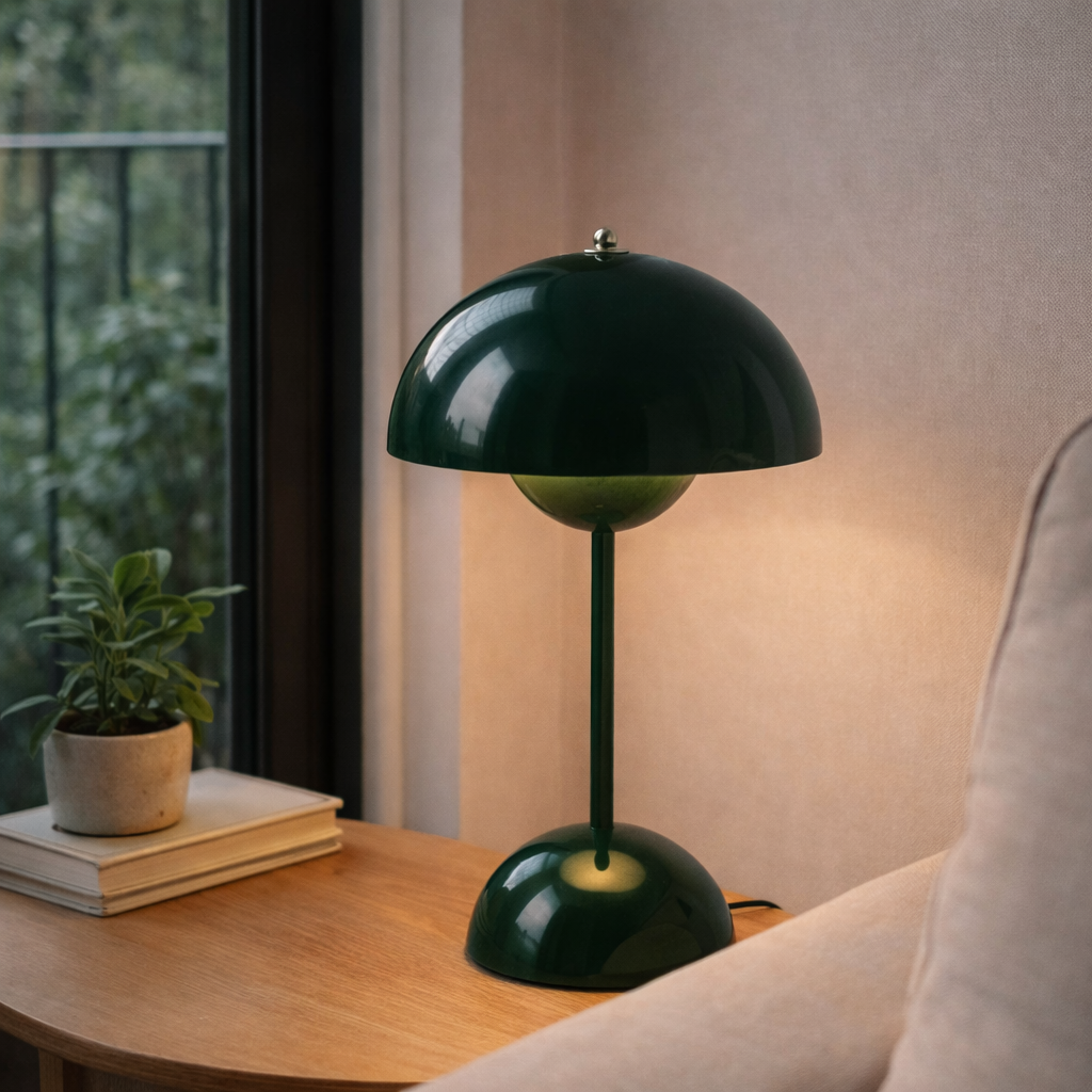 Lacquered Table Lamp With Geometric Form