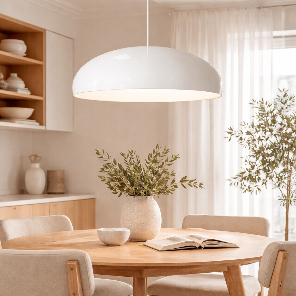 Pendant Lamp with Dome-Shaped Metal Shade