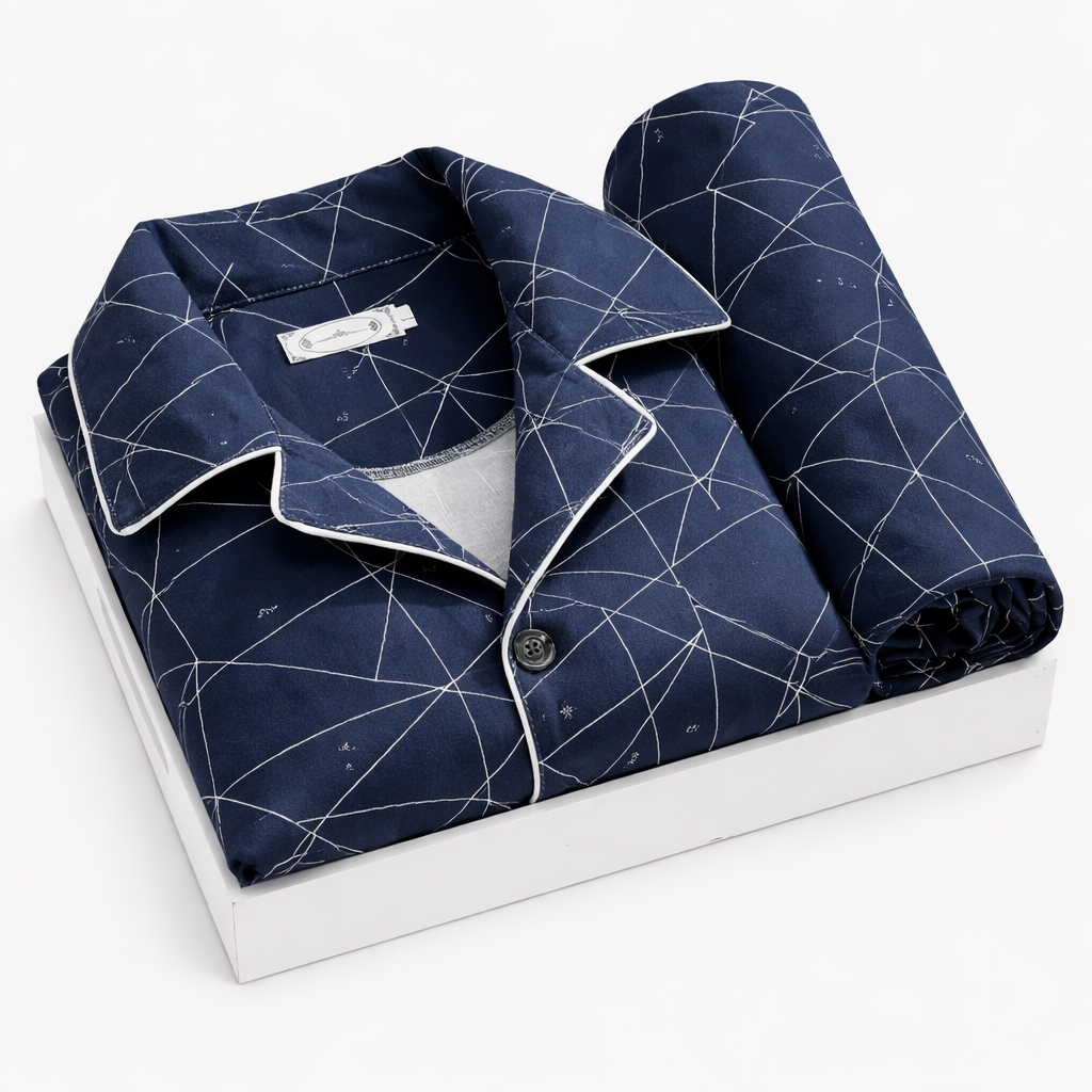 Men's Pajama Set With Button-Up Shirt