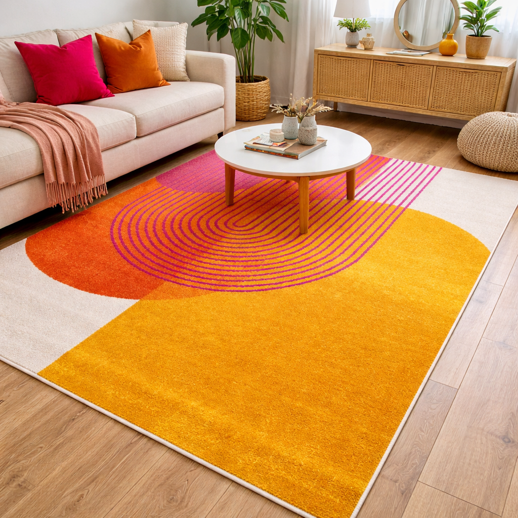 Rug With Retro Geometric Pattern