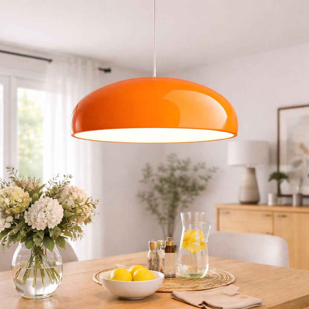 Metal Pendant Lamp with a Semicircular Shade