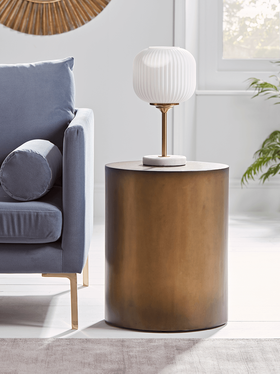 Table Lamp with White Glass and Marble