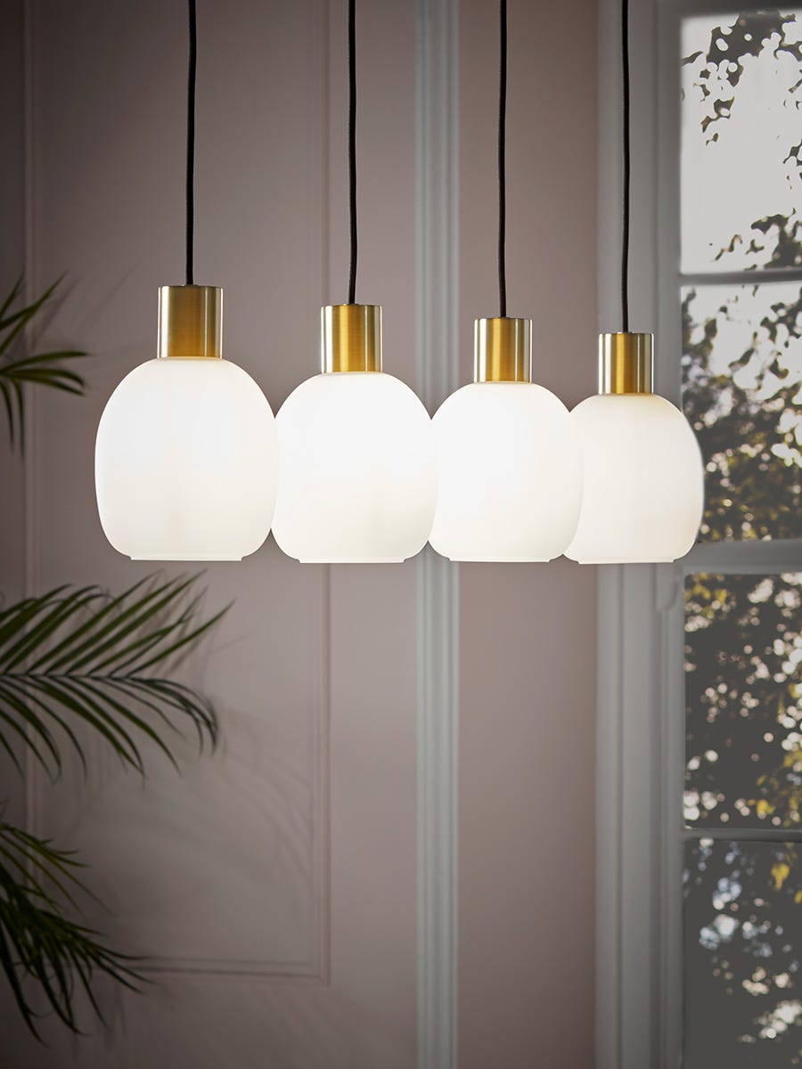 Four Pendant Lamps with Frosted Glass