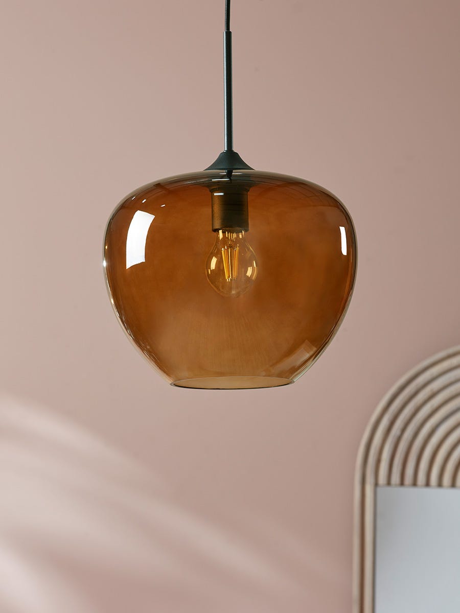 Mia Pendant Lamp - Amber Glass