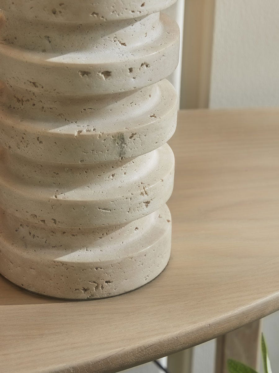 Table Lamp Made of Carved Travertine