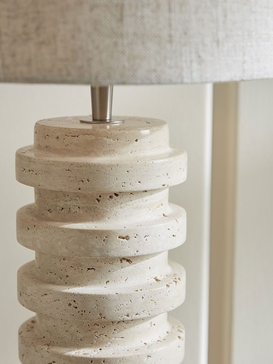 Table Lamp Made of Carved Travertine