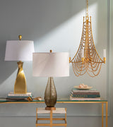 Hawes Steel Chandelier, Powder Coated Gold, Natural Brown