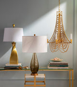 Hawes Steel Chandelier, Powder Coated Gold, Natural Brown