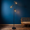 Black Floor Lamp with Wire Shades 3 Heads E14 60W IP20