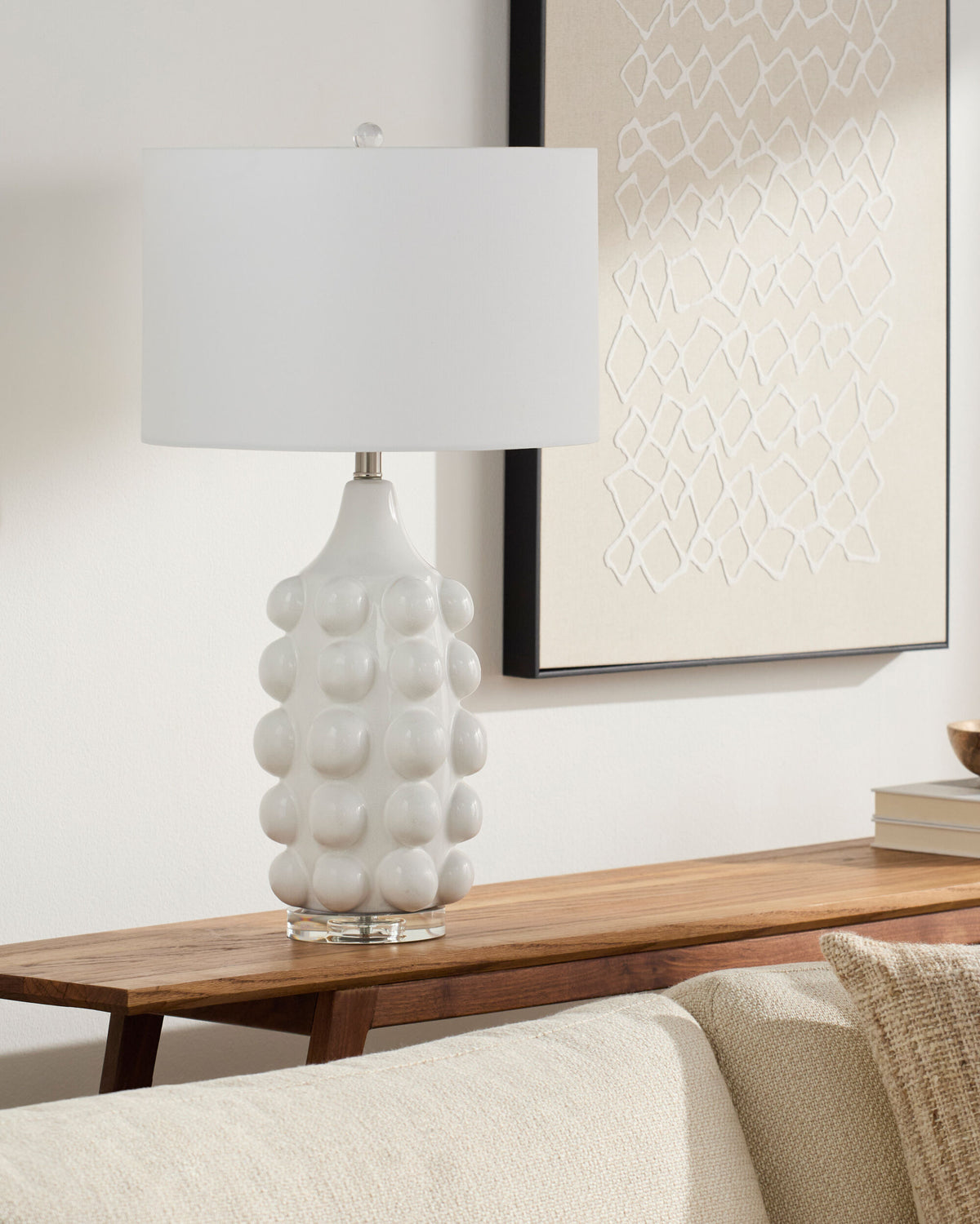 Terravi 32" Ceramic Table Lamp, Glazed White