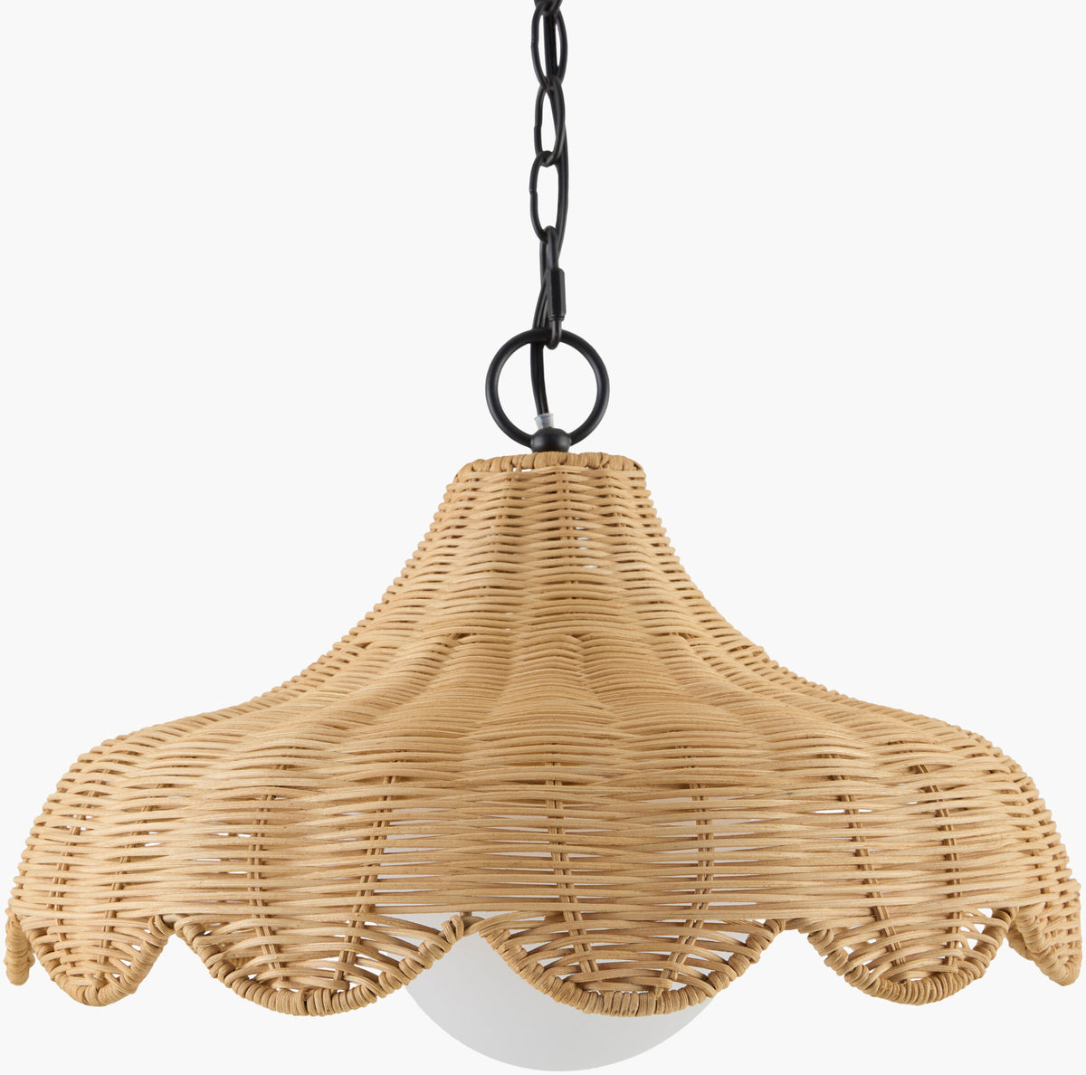 Trogir Rattan Pendant Light, Powder Coated Black