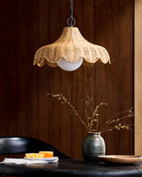 Trogir Rattan Pendant Light, Powder Coated Black