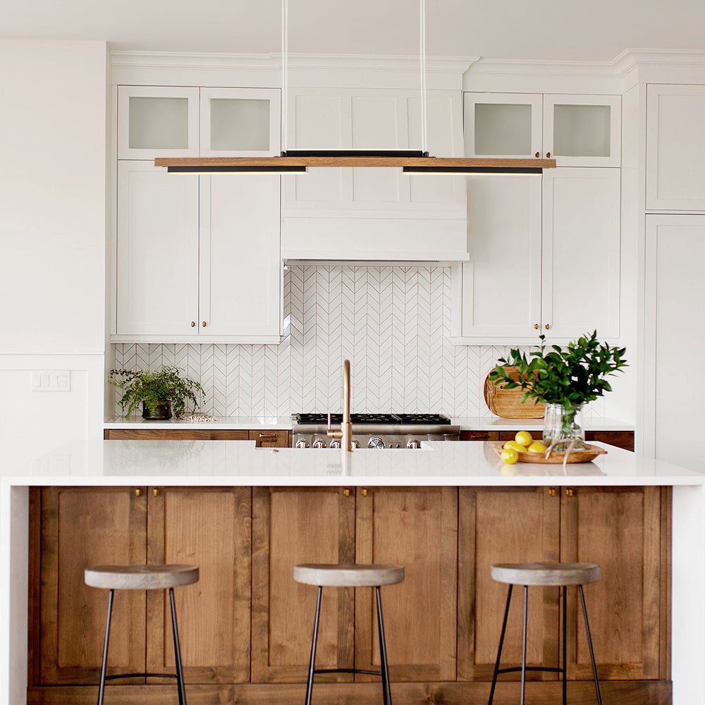 Wooden Linear LED Chandelier