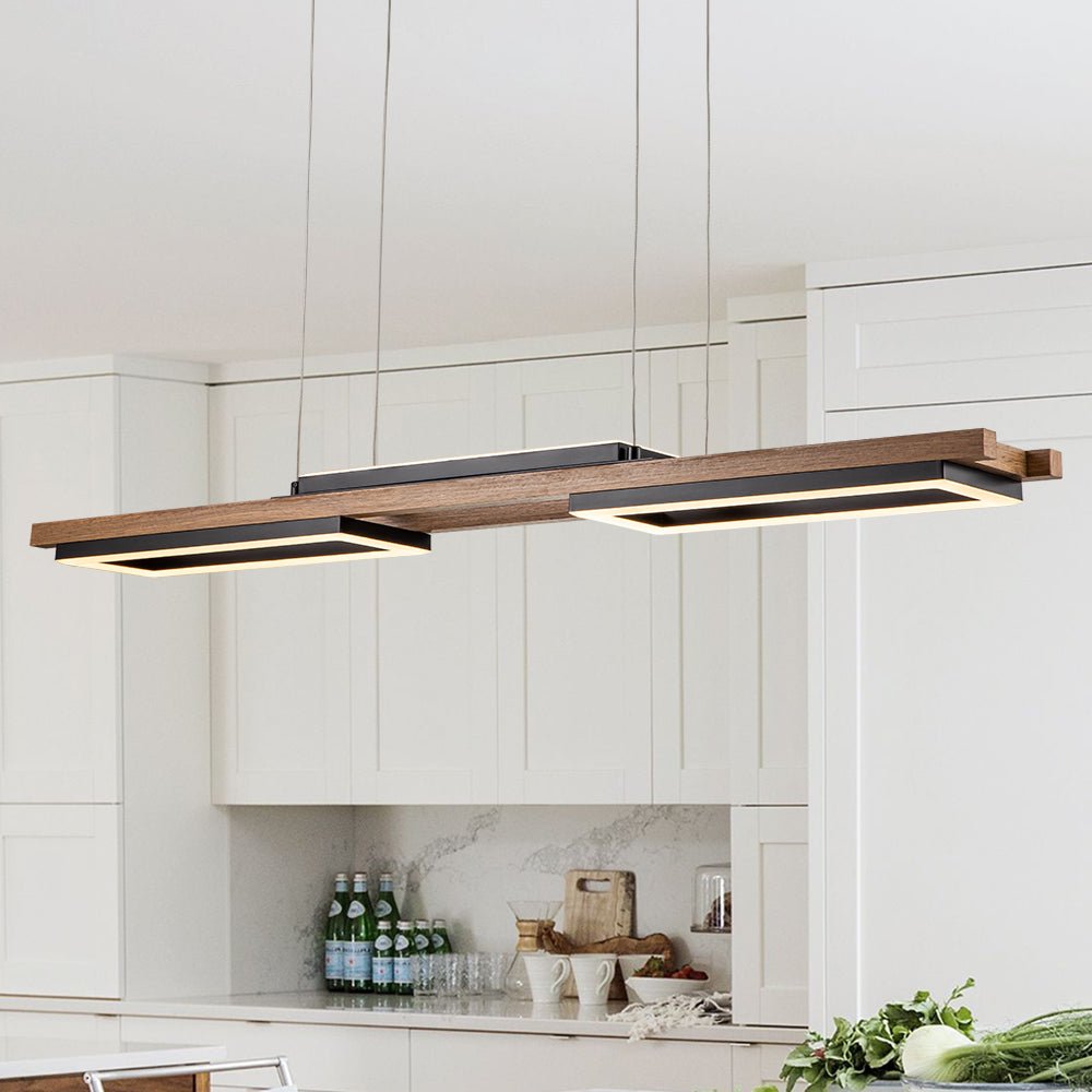 Wooden Linear LED Chandelier