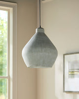 Tokarahi fabric Pendant Light, Hand Painted Gray