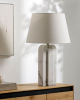 Tallado 32" Marble Table Lamp, Natural White
