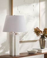 Tallado 32" Marble Table Lamp, Natural White