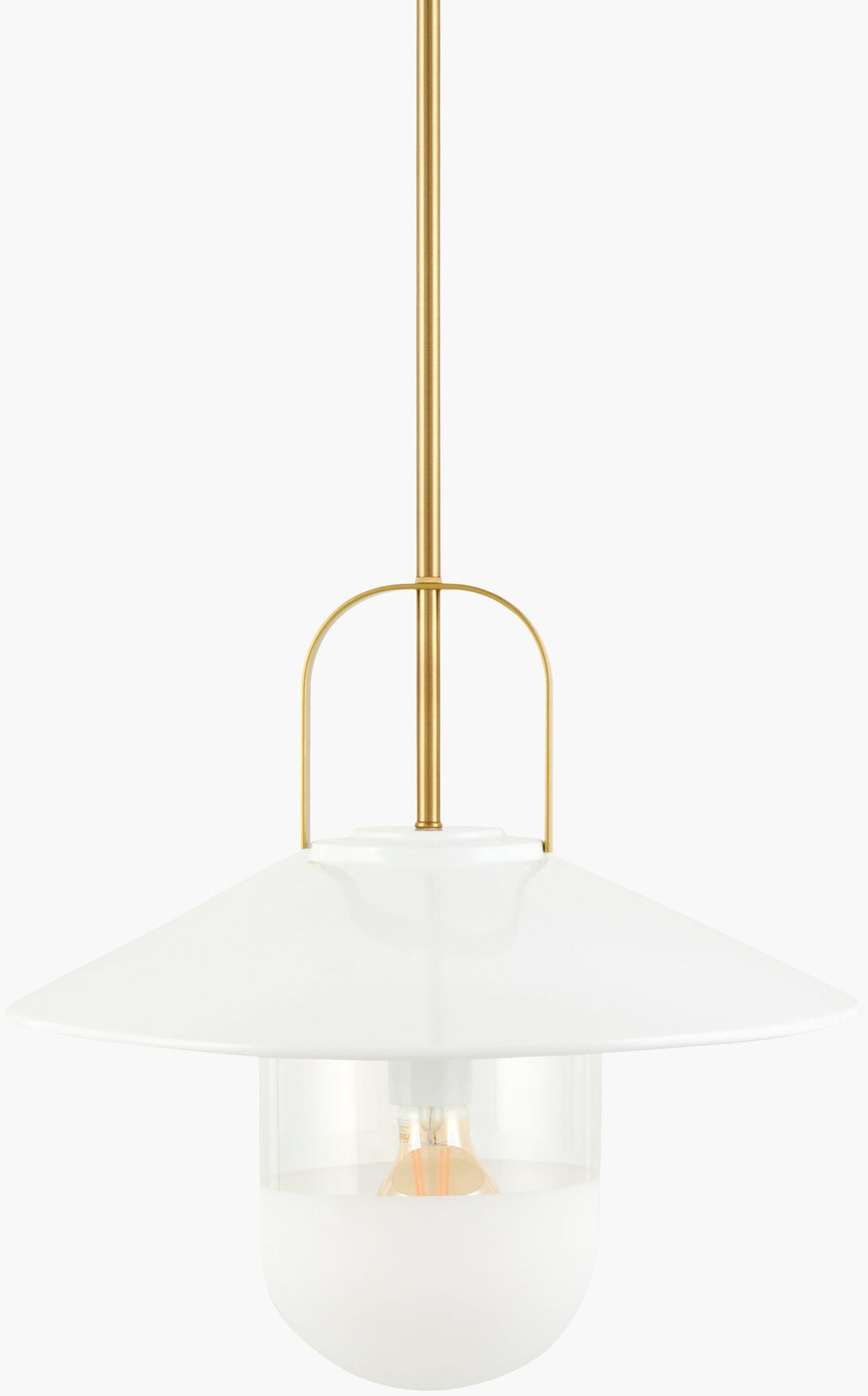 Tuliw Iron Pendant Light, Powder Coated White, Electroplated Metallic Brass