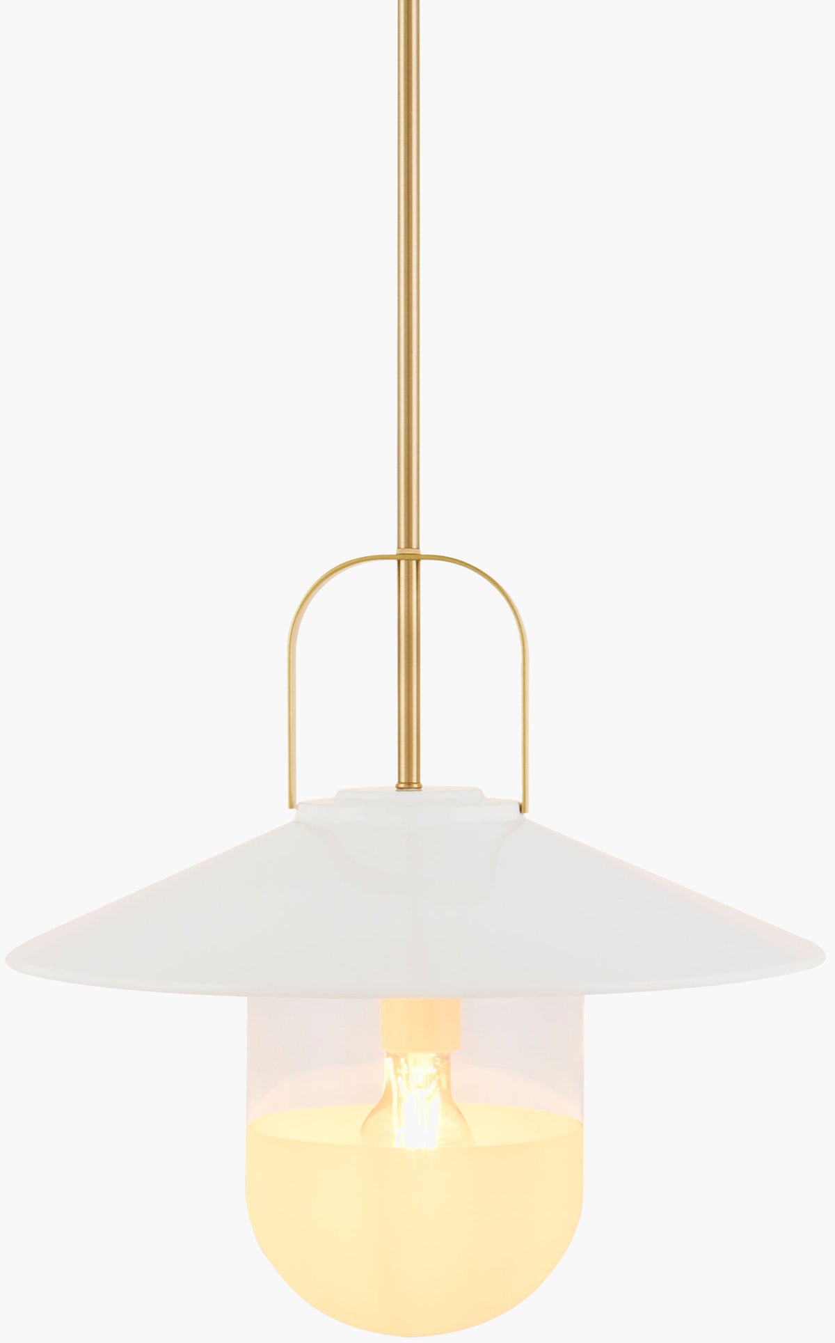 Tuliw Iron Pendant Light, Powder Coated White, Electroplated Metallic Brass