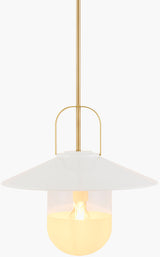Tuliw Iron Pendant Light, Powder Coated White, Electroplated Metallic Brass