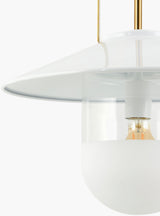 Tuliw Iron Pendant Light, Powder Coated White, Electroplated Metallic Brass