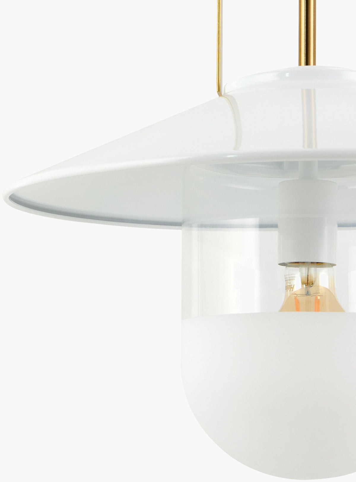 Tuliw Iron Pendant Light, Powder Coated White, Electroplated Metallic Brass
