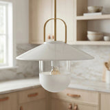 Tuliw Iron Pendant Light, Powder Coated White, Electroplated Metallic Brass