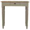 French Grey Mango Wood 1-Drawer Writing Desk — Fluted Legs, Oak Finish Top | Sablon