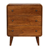 Chestnut Mango Wood Mini Curved Chest of Drawers — Rounded Corners, Nordic Legs | Lourdes
