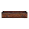 Chestnut Mango Wood Wall-Mounted Shelf with Drawer — Floating Console Shelving, Brass Shell Handles | Gaston