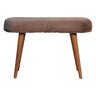 Oak Finish Mango Wood Bench — Mocha Faux Fur Upholstered Seat, Nordic Legs | Uzes