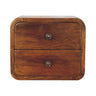Chestnut Mango Wood 2-Drawer Floating Nightstand — Wall Mounted Curved Bedside Table | Vervins
