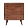 Honey Caramel Mango Wood Curved Chest of Drawers — Nordic Legs, Shiny Accent Knobs Dresser | Pommard
