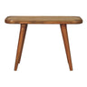 Oak Finish Mango Wood Bench with Hand-Woven Rattan Top — Rounded Corner Hallway Bench | Ivry