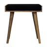 Black Velvet Upholstered Footstool — Tray-Style Ottoman with Oak Finish Nordic Legs | Bruges
