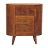 Chestnut Mango Wood 3-Drawer Mini Cabinet — Shiny Knobs, Nordic Legs | Giverny