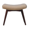Honey Caramel Mango Wood Curved Bench — Cream Boucle Upholstered Seat, Nordic Legs | Jonquil