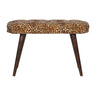 Leopard Print Velvet Bench with Walnut Mango Wood Legs — Deep-Button Bedroom Bench | Namur