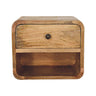Oak Finish Mango Wood 1-Drawer Floating Nightstand — Wall-Mounted Bedside Table, Open Shelf | Honfleur