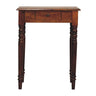 Chestnut Mango Wood 1-Drawer Writing Desk — Hand-Carved Fluted Turned Legs, Brass Knob | Rennes