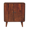 Chestnut Mango Wood Mini Storage Cabinet — Interior Shelves, Knob Doors, Nordic Legs | Colette