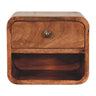 Honey Caramel Mango Wood 1-Drawer Wall Mounted Nightstand — Open Shelf Floating Bedside | Noailles
