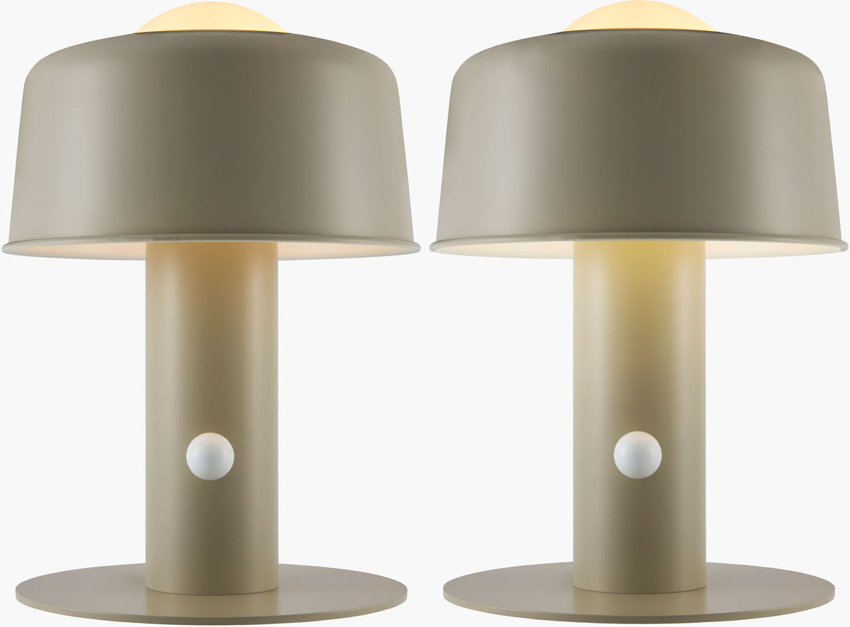 Tondo 15" Iron Table Lamp, Painted Khaki