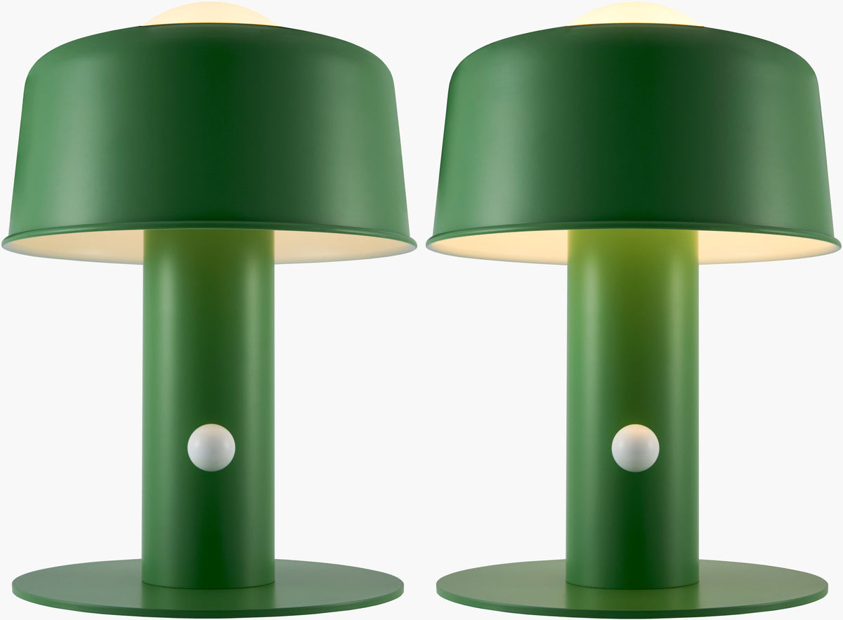 Tondo 15" Iron Table Lamp, Painted Green