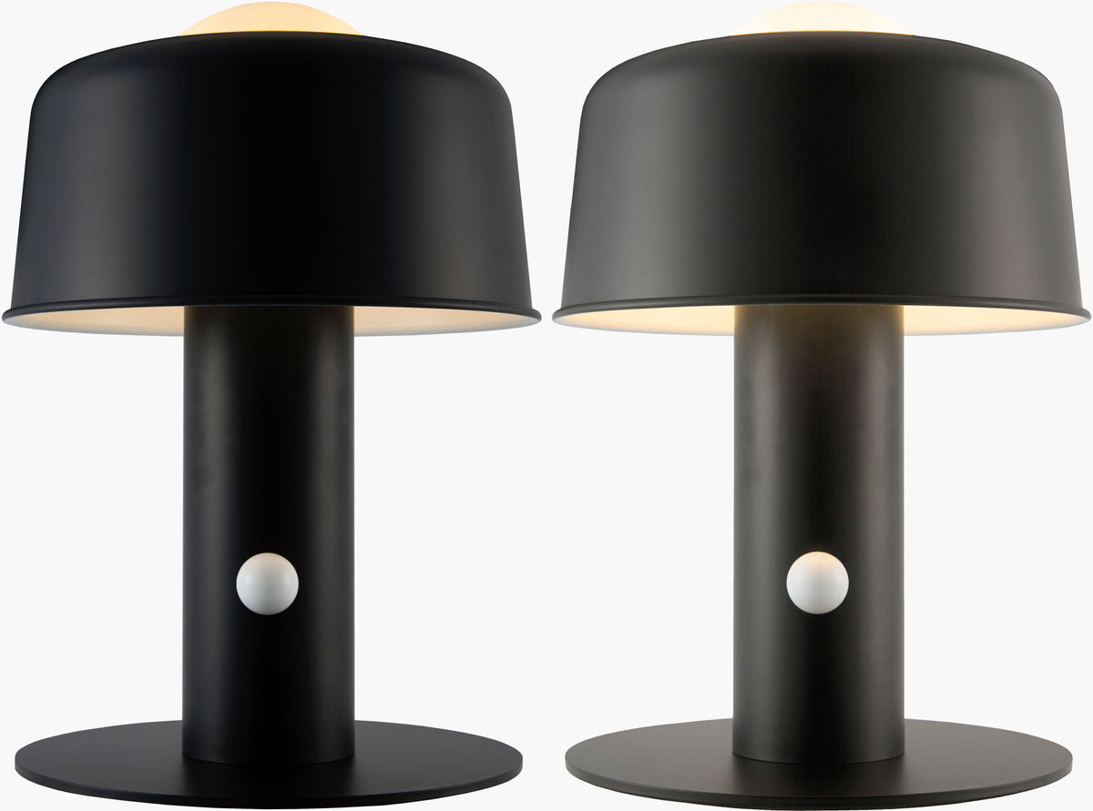 Tondo 15" Iron Table Lamp, Painted Black