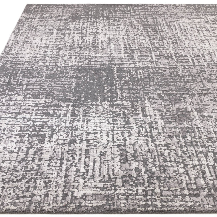 Machine woven in India — Abstract Wool Living Room Rug — High-Low Pile, Torino