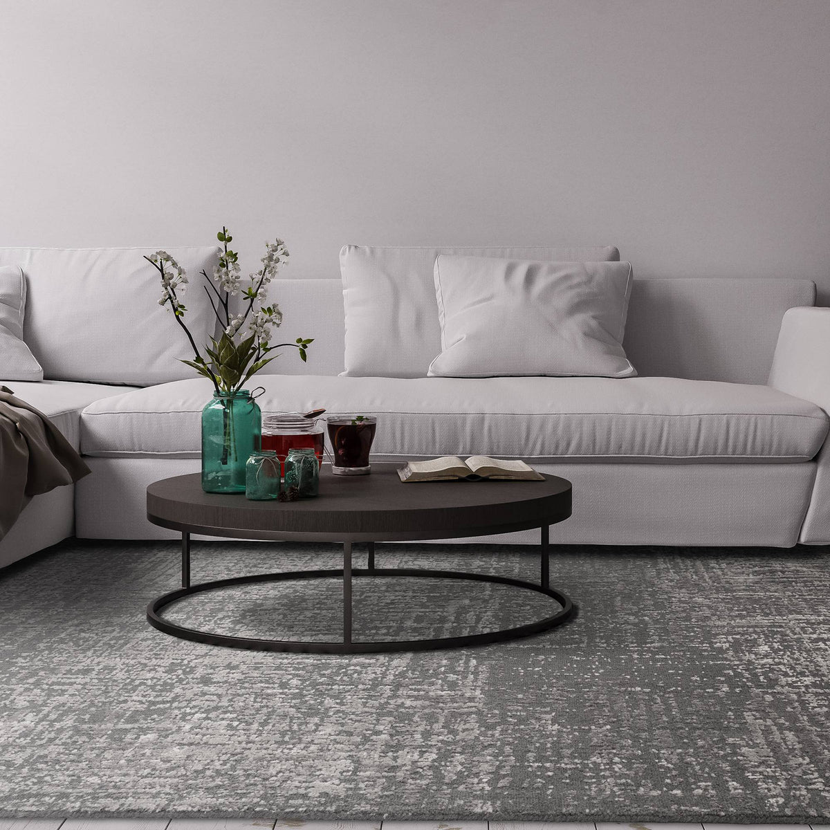 Torino Rug styled in a living room
