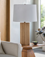 Terza 28" Ceramic Table Lamp, Painted Beige